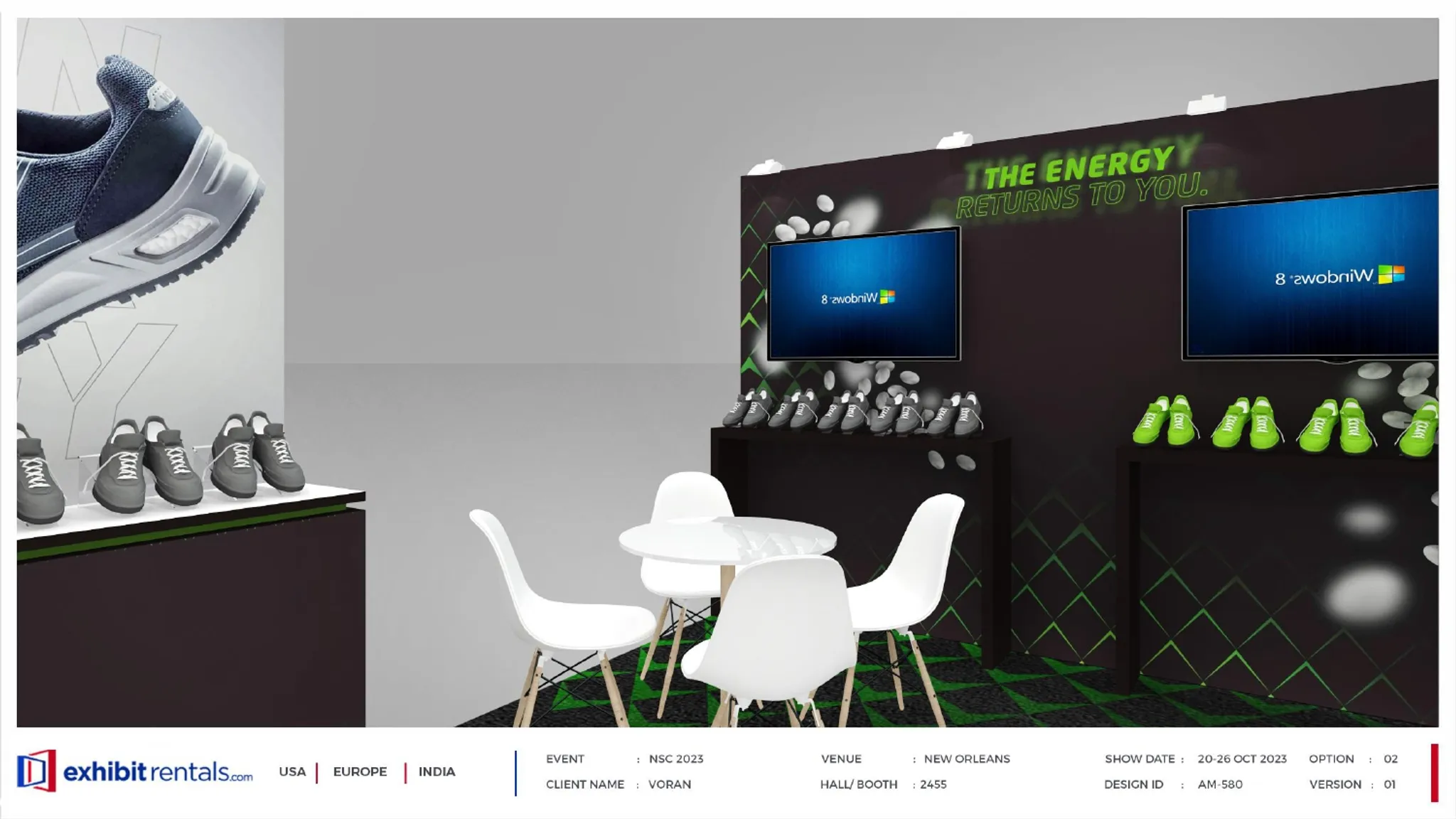 20x20 Peninsula booth design by Exhibit-Rentals